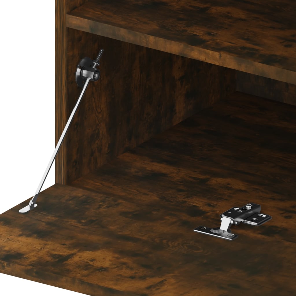 tv-bord med LED-lys 75x35x40 cm røget egetræsfarve