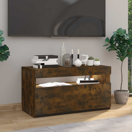 tv-bord med LED-lys 75x35x40 cm røget egetræsfarve