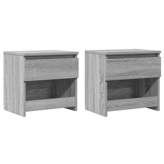 sengeborde 2 stk. 40x30x39 cm konstrueret træ grå sonoma-eg