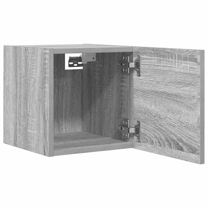 væghængtee tv-skab 2 stk. 30,5x30x30 cm grå og sonoma-eg