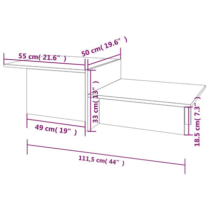 sofabord 111,5x50x33 cm konstrueret træ brun egetræ