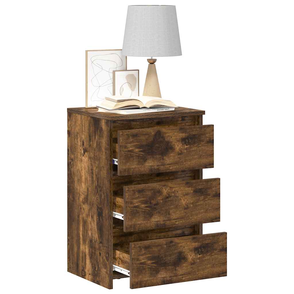 sengeborde 2 stk. 40x35x62,5 cm konstrueret træ røget egetræ