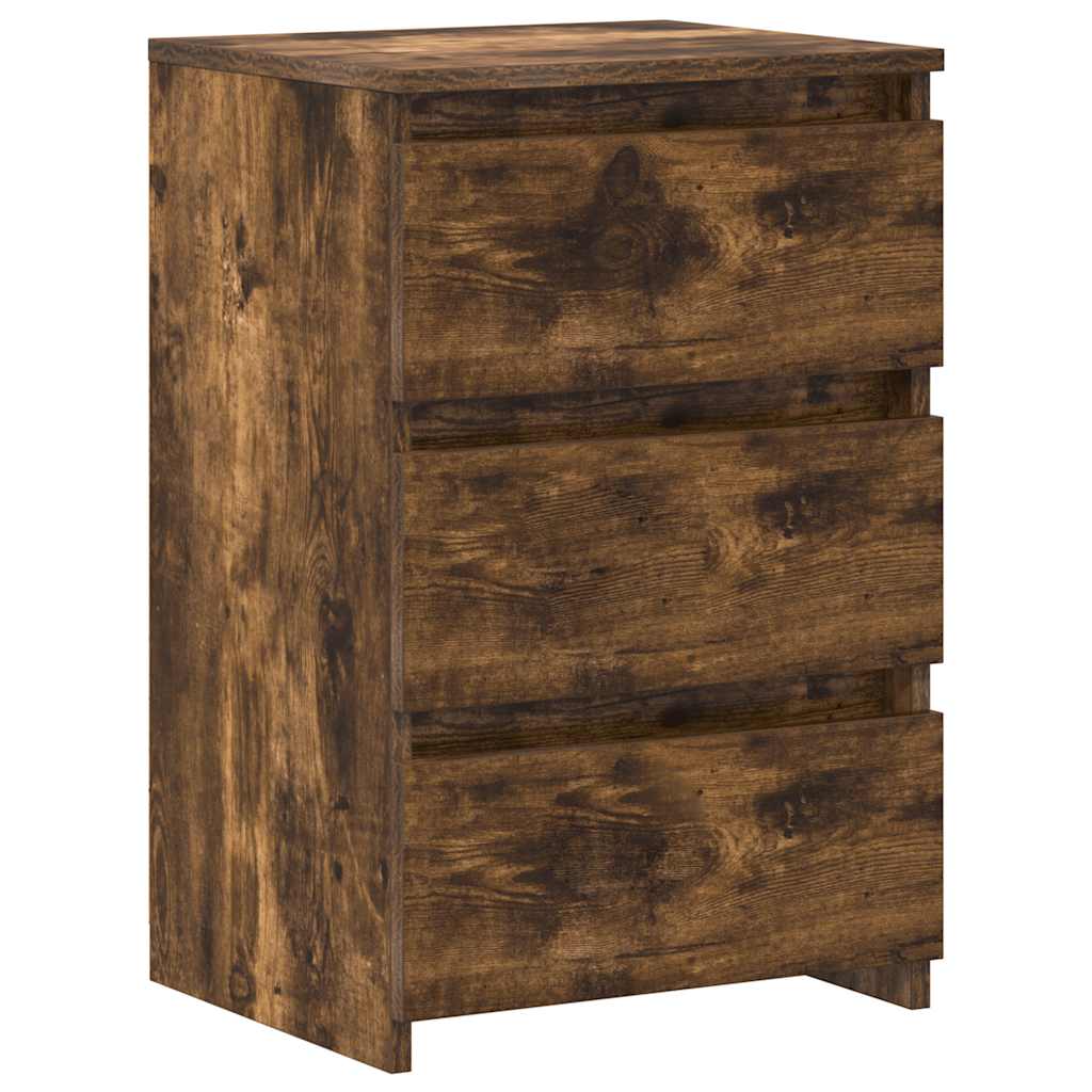 sengeborde 2 stk. 40x35x62,5 cm konstrueret træ røget egetræ