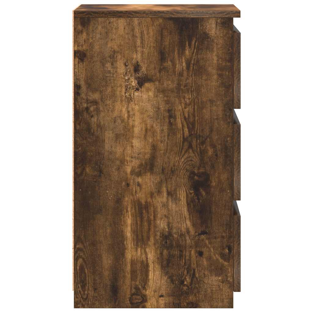 sengeborde 2 stk. 40x35x62,5 cm konstrueret træ røget egetræ