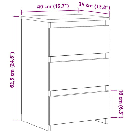 sengeborde 2 stk. 40x35x62,5 cm konstrueret træ røget egetræ