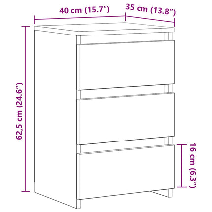 sengeborde 2 stk. 40x35x62,5 cm konstrueret træ røget egetræ