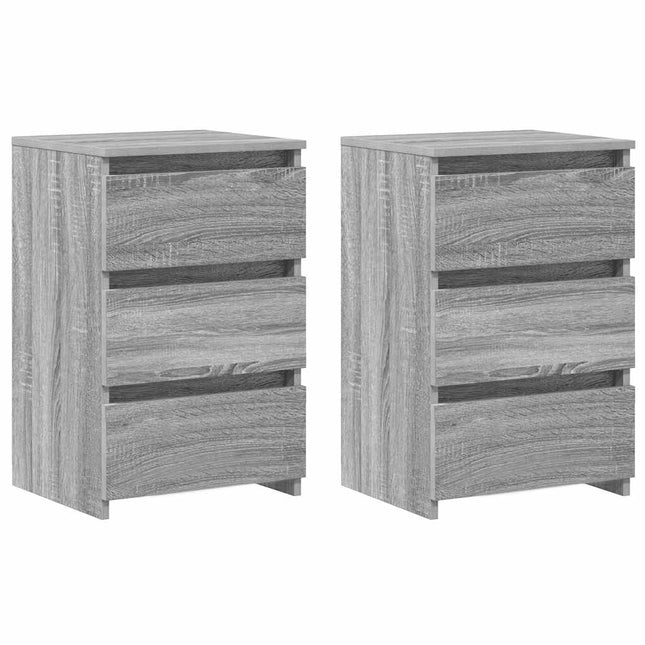 sengeborde 2 stk. 40x35x62,5 cm konstrueret træ grå sonoma-eg