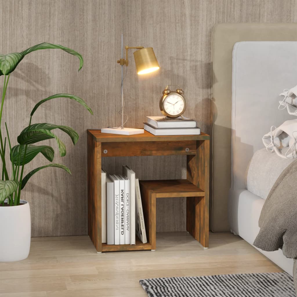 sengebord 40x30x40 cm konstrueret træ røget egetræsfarve