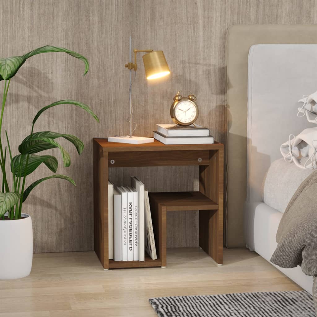 sengebord 40x30x40 cm konstrueret træ brun egetræsfarve