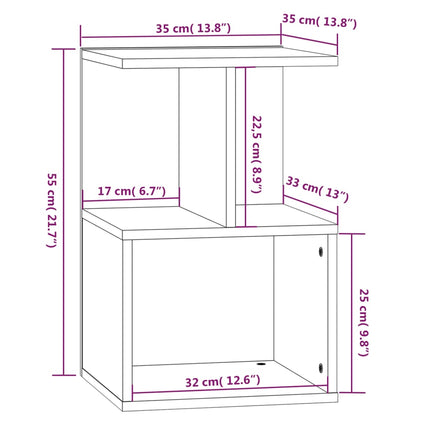 sengebord 35x35x55 cm konstrueret træ røget egetræsfarve