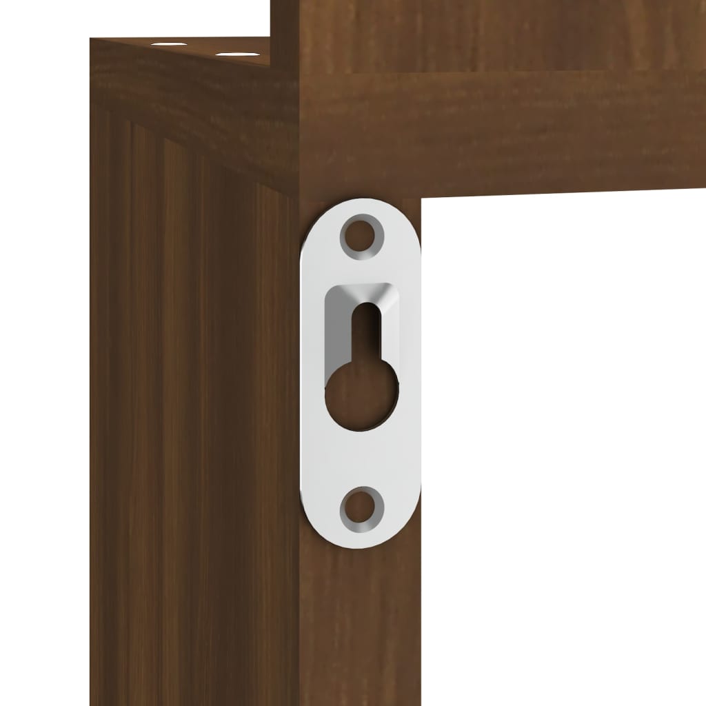 væghængt hjørnehylde 20x20x127,5 cm konstrueret træ brunt eg