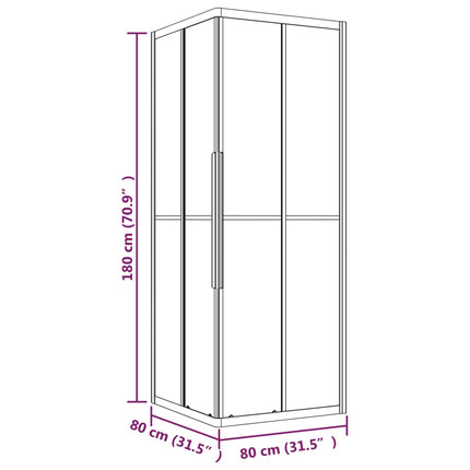brusekabine 80x80x180 cm sikkerhedsglas stribet sort