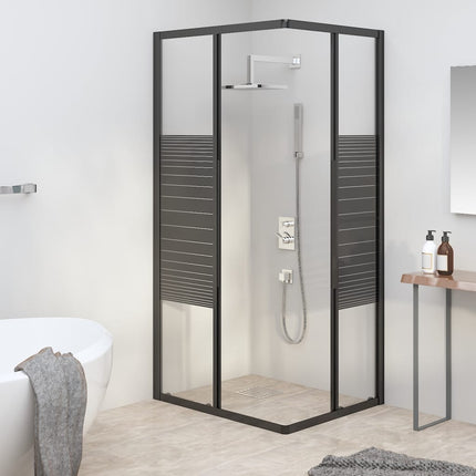 brusekabine 90x70x180 cm sikkerhedsglas stribet sort