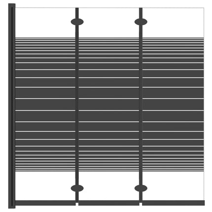 foldbar brusevæg 3 paneler 130x130 cm sikkerhedsglas sort