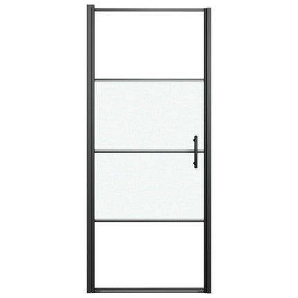 brusedør 81x195 cm halvmatteret hærdet glas sort