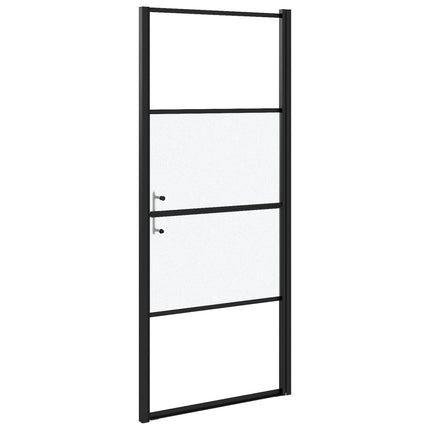 brusedør 81x195 cm halvmatteret hærdet glas sort
