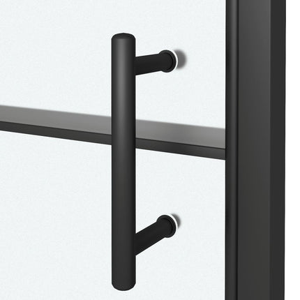 brusedør 100x178 cm halvmatteret hærdet glas sort