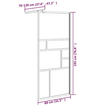 brusevæg 80x195 cm sikkerhedsglas hvid