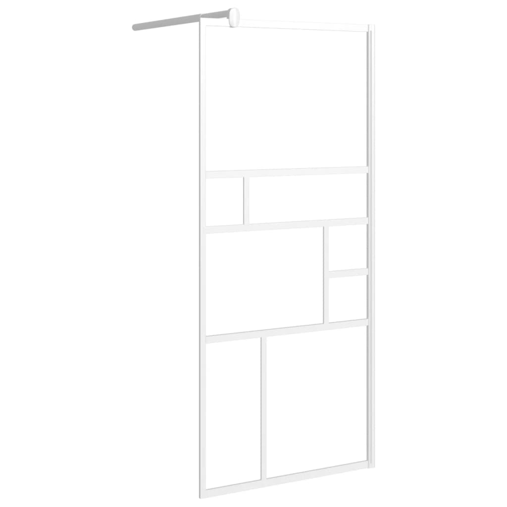 brusevæg 90x195 cm sikkerhedsglas hvid