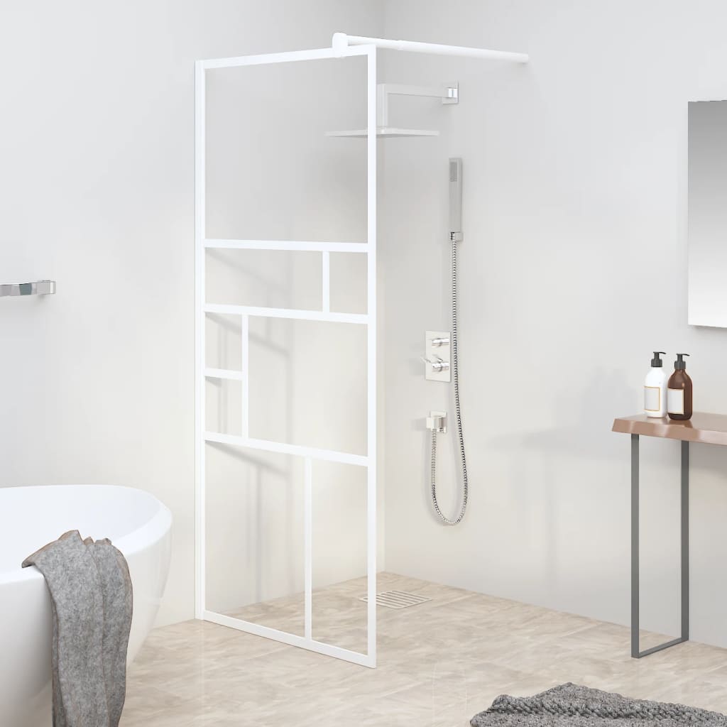 brusevæg 90x195 cm sikkerhedsglas hvid billede