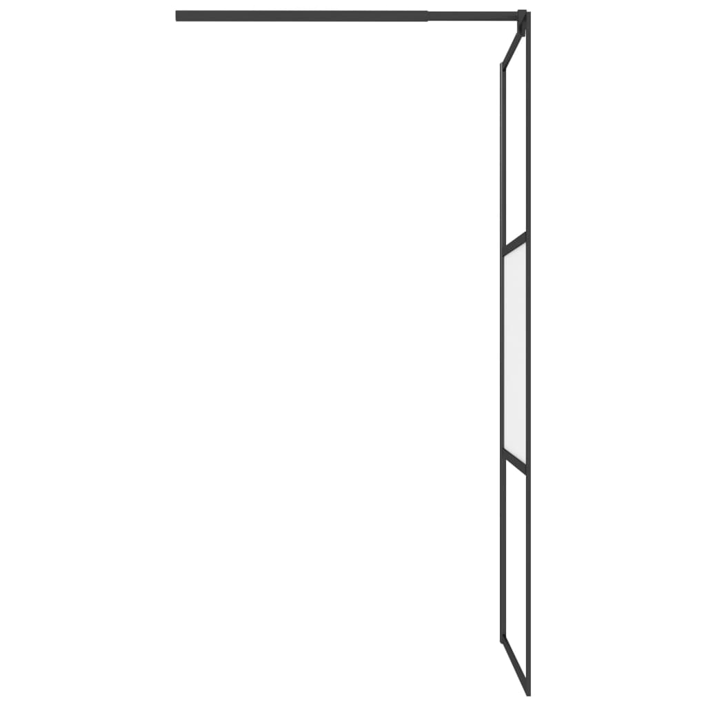brusevæg 80x195 cm halvmatteret sikkerhedsglas sort
