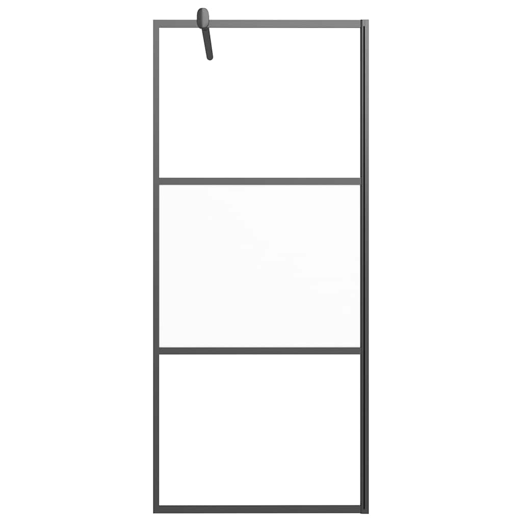 brusevæg 90x195 cm halvmatteret sikkerhedsglas sort