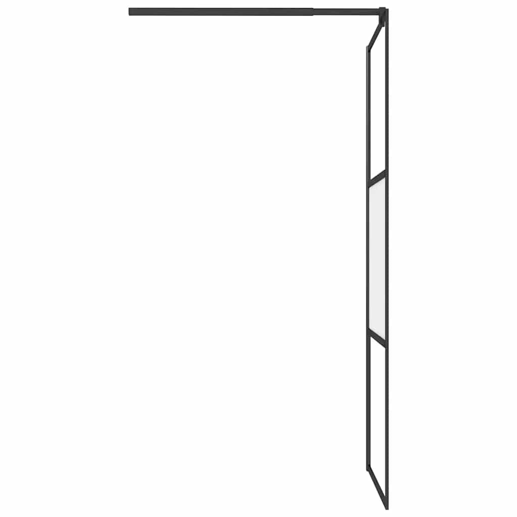 brusevæg 90x195 cm halvmatteret sikkerhedsglas sort
