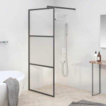 brusevæg 90x195 cm halvmatteret sikkerhedsglas sort