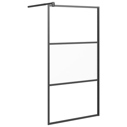 brusevæg 100x195 cm halvmatteret sikkerhedsglas sort