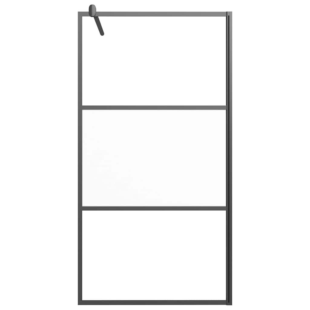 brusevæg 100x195 cm halvmatteret sikkerhedsglas sort
