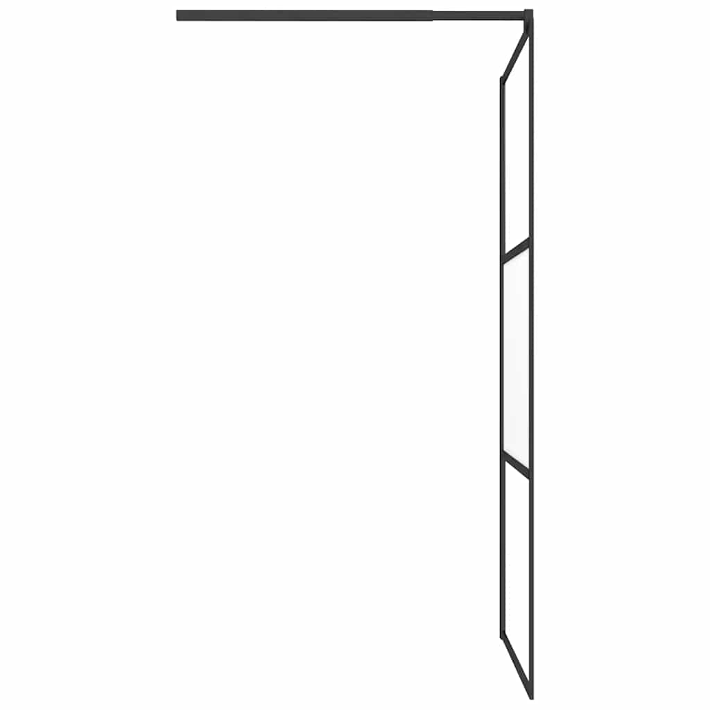 brusevæg 100x195 cm halvmatteret sikkerhedsglas sort