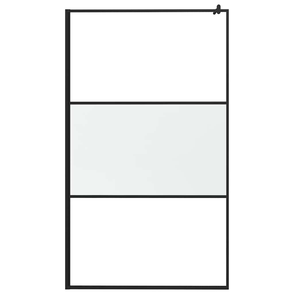 brusevæg 115x195 cm halvmatteret sikkerhedsglas sort