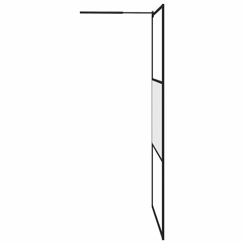 brusevæg 115x195 cm halvmatteret sikkerhedsglas sort