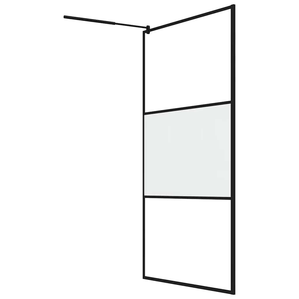 brusevæg 115x195 cm halvmatteret sikkerhedsglas sort