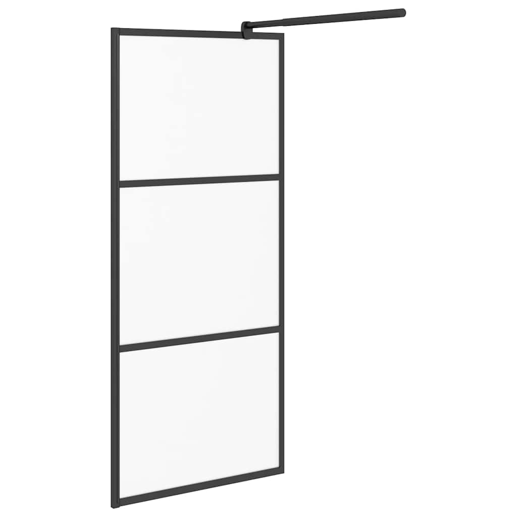 brusevæg 80x195 cm matteret sikkerhedsglas sort