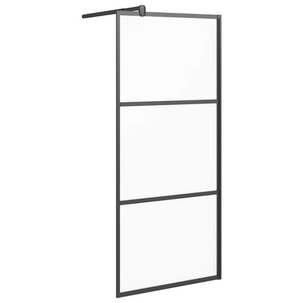 brusevæg 90x195 cm matteret sikkerhedsglas sort