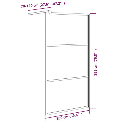 brusevæg 100x195 cm matteret sikkerhedsglas sort