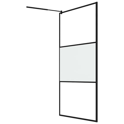 brusevæg 115x195 cm matteret sikkerhedsglas sort