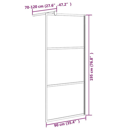 brusevæg 90x195 cm sikkerhedsglas med stendesign sort