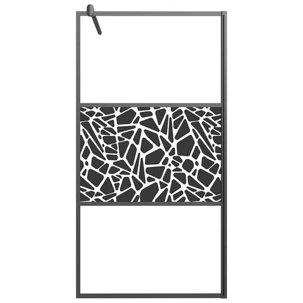 brusevæg 100x195 cm sikkerhedsglas med stendesign sort