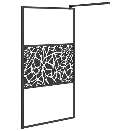 brusevæg 100x195 cm sikkerhedsglas med stendesign sort