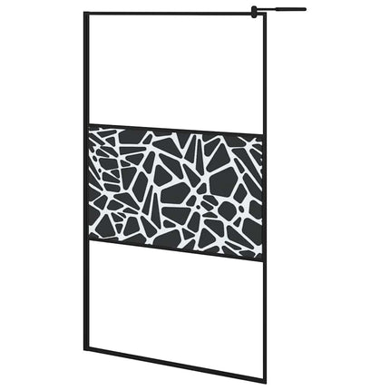 brusevæg 115x195 cm sikkerhedsglas med stendesign sort