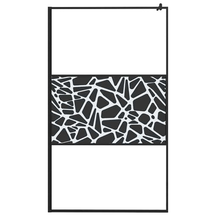 brusevæg 115x195 cm sikkerhedsglas med stendesign sort