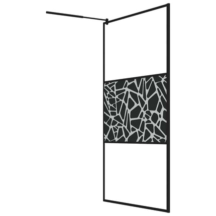 brusevæg 115x195 cm sikkerhedsglas med stendesign sort