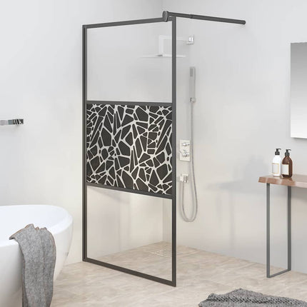 brusevæg 115x195 cm sikkerhedsglas med stendesign sort