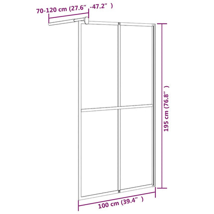 brusevæg 100x195 cm mørk hærdet glas