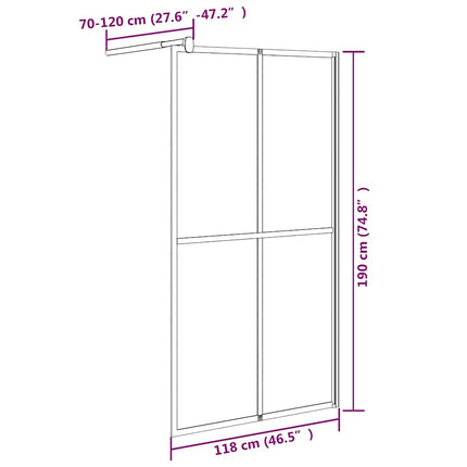 brusevæg 118x190 cm mørk hærdet glas