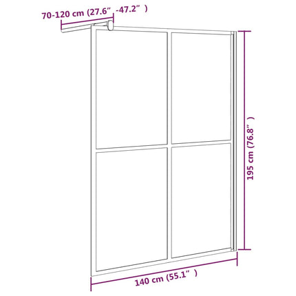 brusevæg 140x195 cm mørk hærdet glas