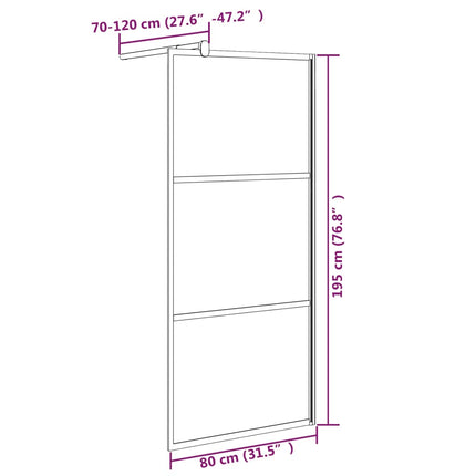 brusevæg 80x195 cm mørkt sikkerhedsglas sort