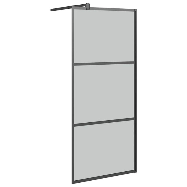 brusevæg 90x195 cm mørkt sikkerhedsglas sort